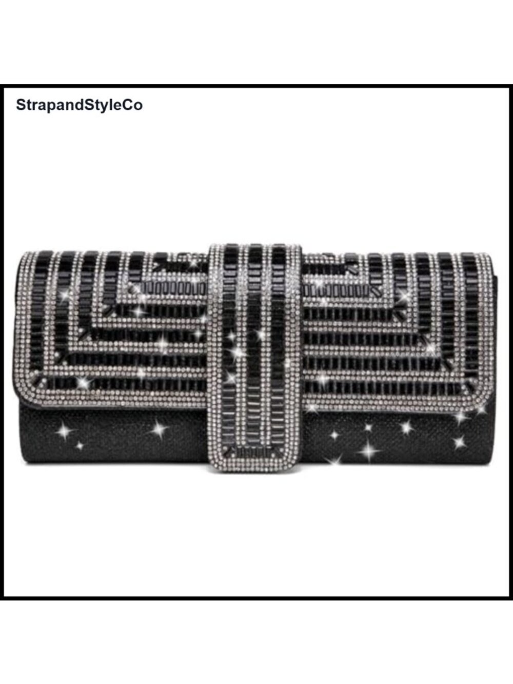 Rhinestone Glitter Evening Clutch – 3-in-1 Formal Handbag with Detachable Chain